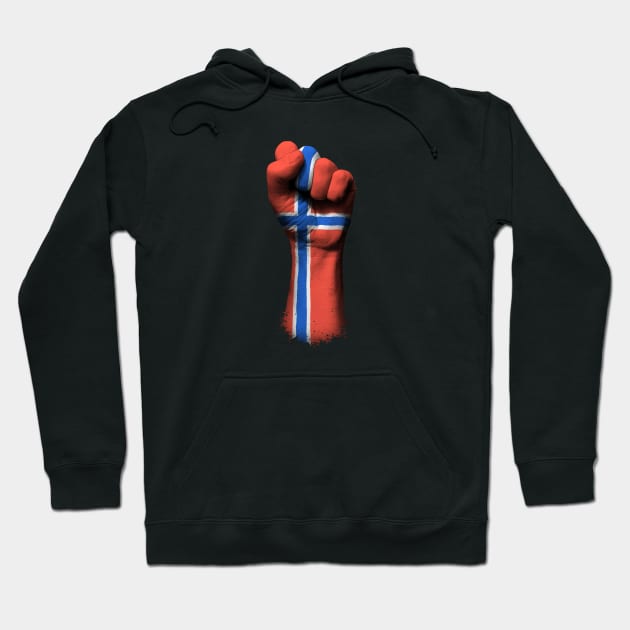 Flag of Norway on a Raised Clenched Fist Hoodie by jeffbartels